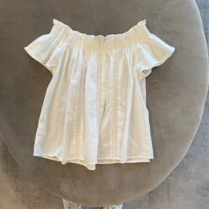 Joe's Jeans off the shoulder (or on) white top